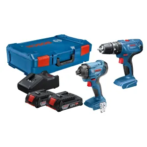 Bosch 18V Combi Drill & Impact Driver Professional with 2 x 2.0Ah Batteries. Charger & Case 06019G5172
