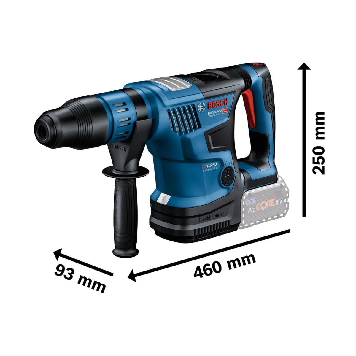 Bosch GBH 18V-36 C Pro BITURBO SDS-Max Rotary Hammer with 2 x 5.5Ah Batteries & Charger in Case 0611915073