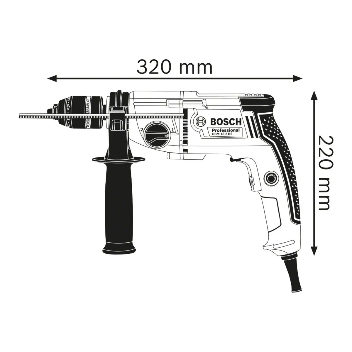 Bosch GBM 13-2 RE Professional Rotary Drill 240V/750W for Efficient Metal & Wood Drilling 06011B2070