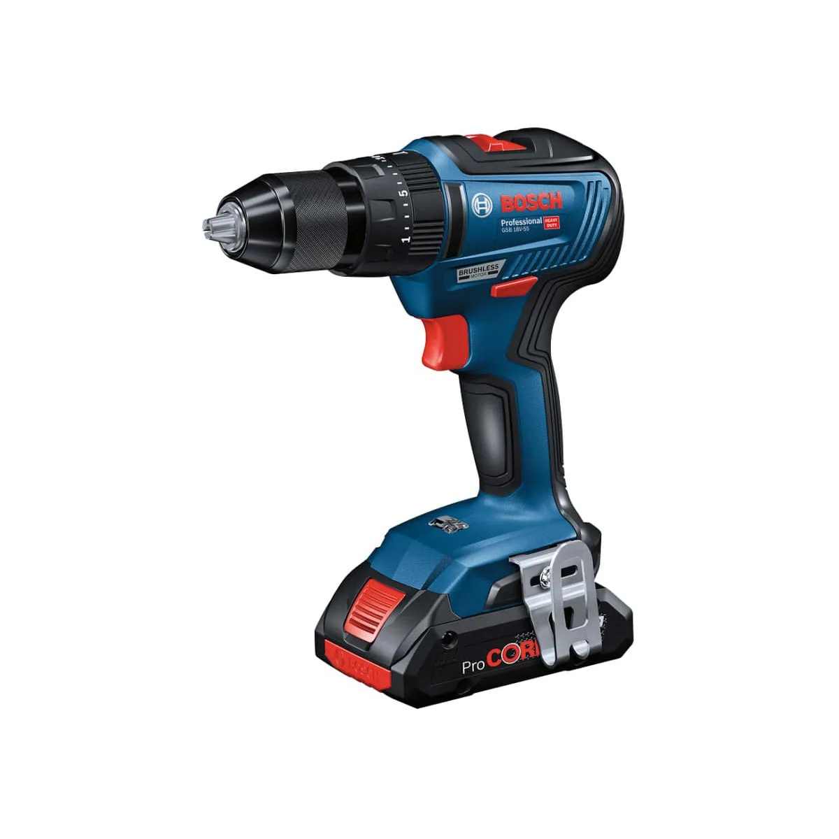 Bosch GSB 18V-55 Professional Combi Drill 2 x 4.0Ah Batteries & Charger in Case 06019H5372