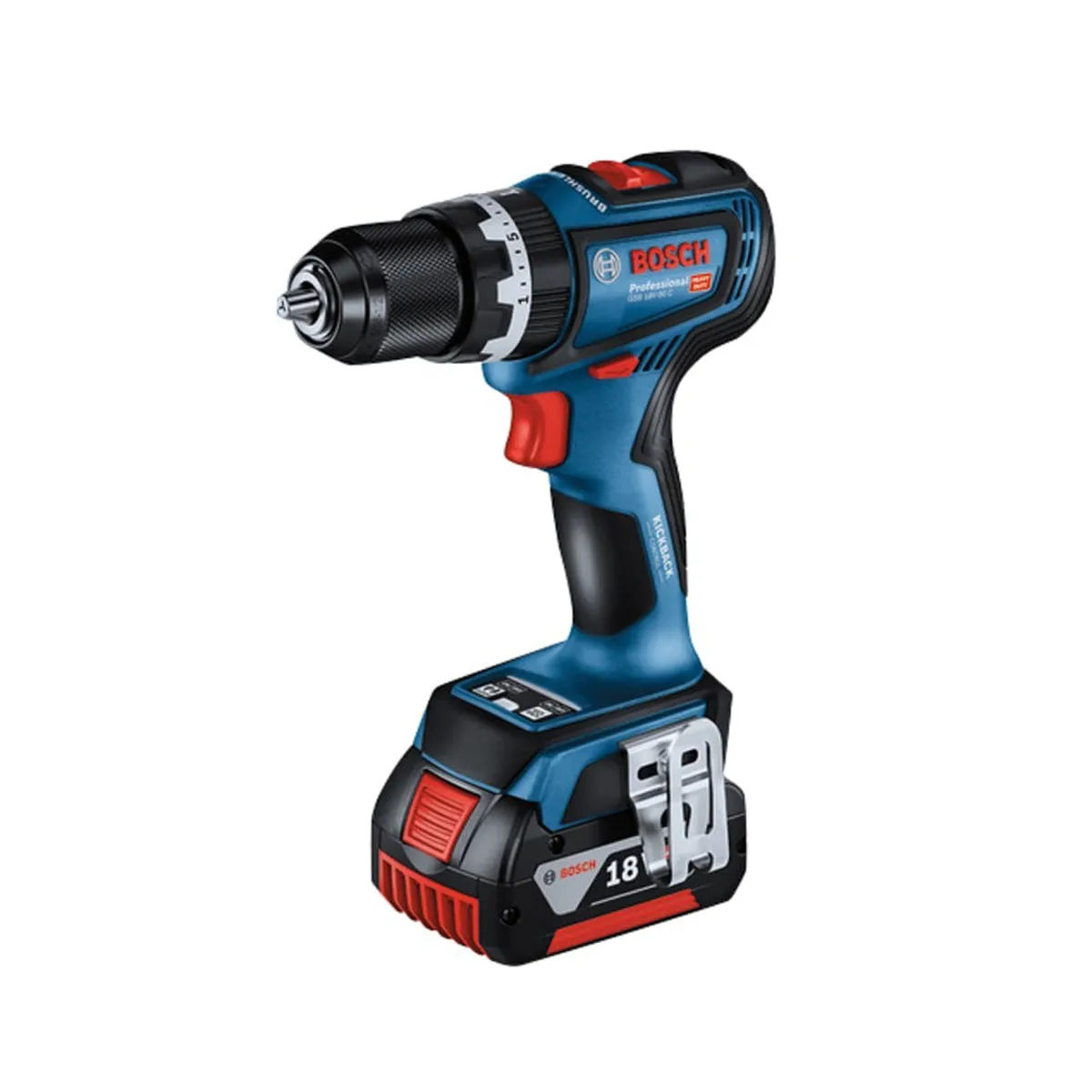 Bosch GSB 18V-90 C Professional Combi Drill 2 x 4.0Ah Batteries & Charger in Case 06019K6171