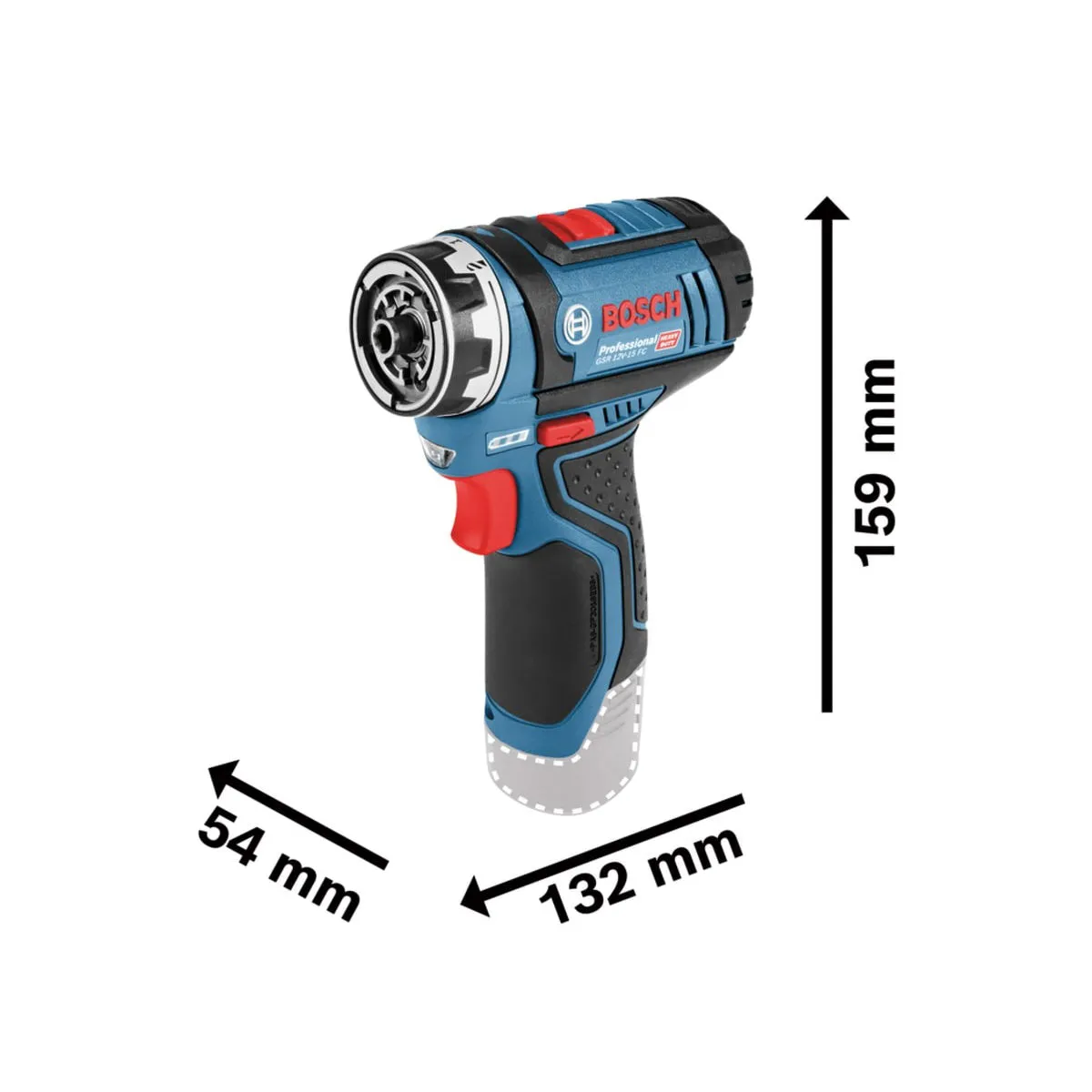 Bosch GSR 12V-15 FC Pro FlexiClick Drill Driver 2 x 2.0Ah Batteries & Charger in Case 06019F6071