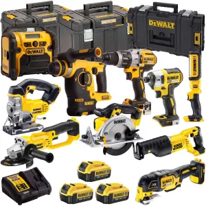 Dewalt 18V 10 Piece Power Tool Kit with 3 x 4.0Ah Batteries T4TKIT-857