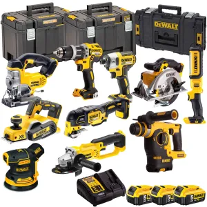 Dewalt 18V 10 Piece Power Tool Kit with 3 x 5.0Ah Batteries T4TKIT-494