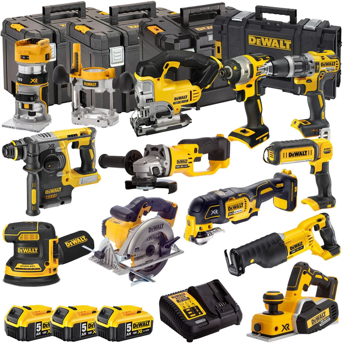 Dewalt 18V 12 Piece Power Tool Kit with 3 x 5.0Ah Batteries T4TKIT-4825