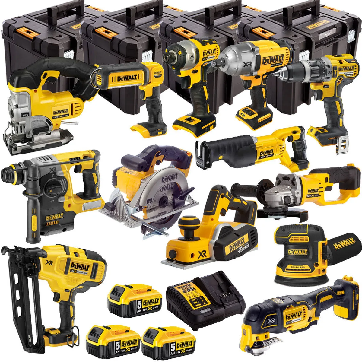 Dewalt 18V 13 Piece Power Tool Kit with 3 x 5.0Ah Batteries T4TKIT-4823