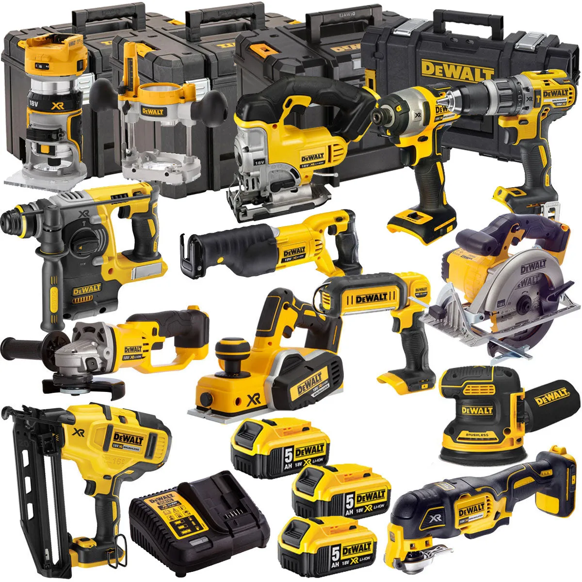 Dewalt 18V 13 Piece Power Tool Kit with 3 x 5.0Ah Batteries T4TKIT-4824