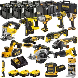 Dewalt 18V 14 Piece Power Tool Kit with 3 x 5.0Ah Battery Charger & Box DEWKIT28