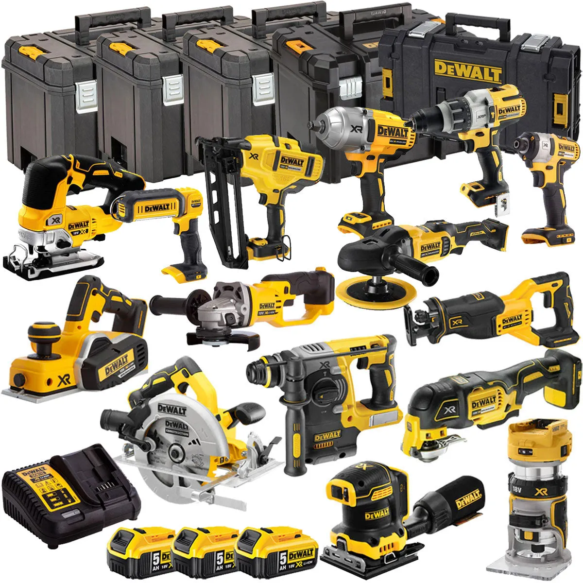 Dewalt 18V 15 Piece Power Tool Kit with 3 x 5.0Ah Batteries DEWKIT25