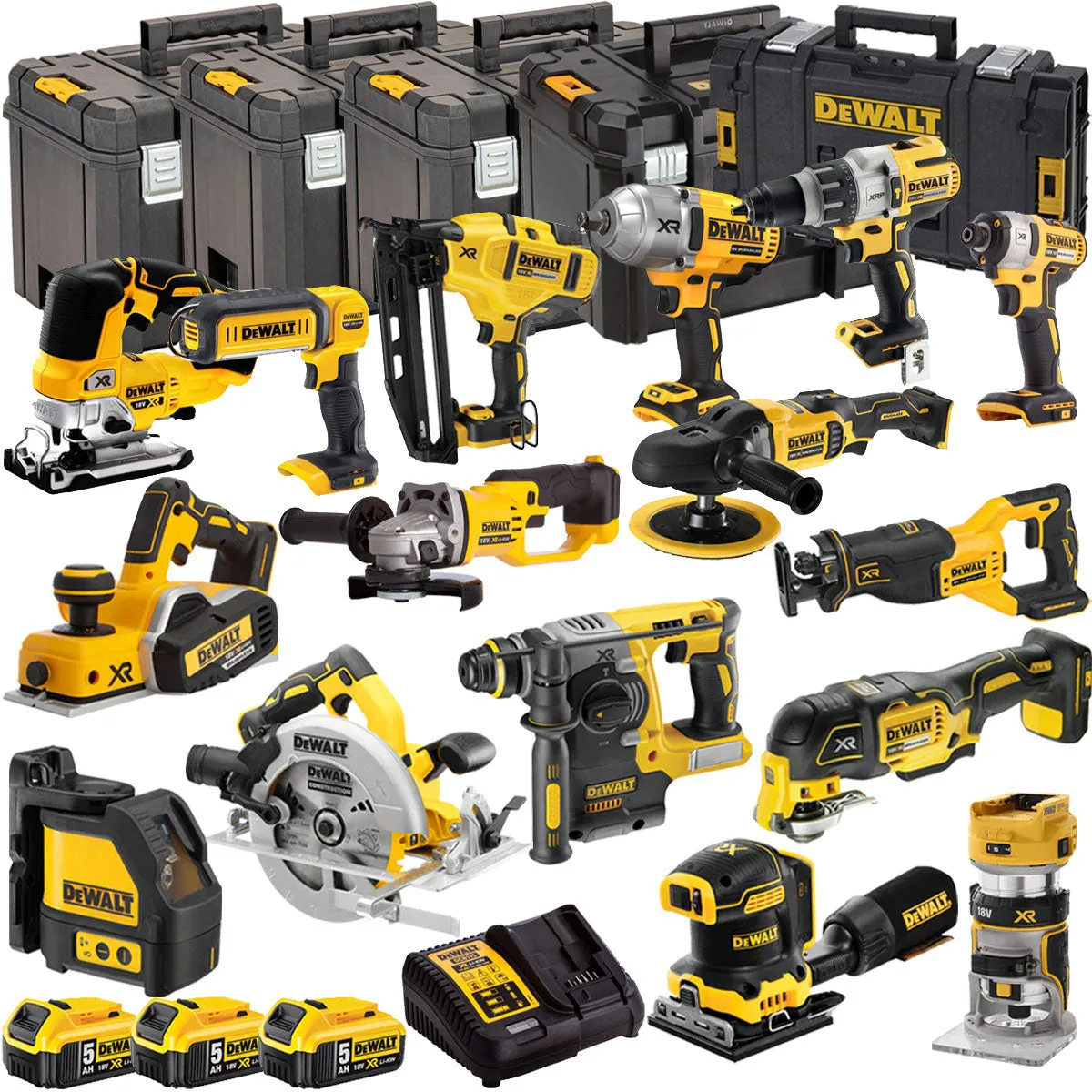 Dewalt 18V 16 Piece Power Tool Kit with 3 x 5.0Ah Batteries DEWKIT23