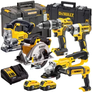 Dewalt 18V 6 Piece Cordless Power Tool Kit with 2 x 5.0Ah Batteries T4TKIT-833