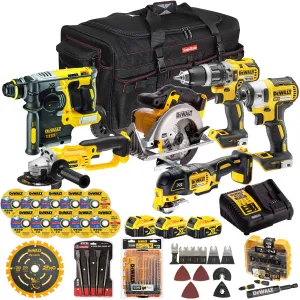 Dewalt 18V 6 Piece Power Tool Kit with 3 x 5.0Ah Battery Charger & Accessories Set T4TKIT-17217