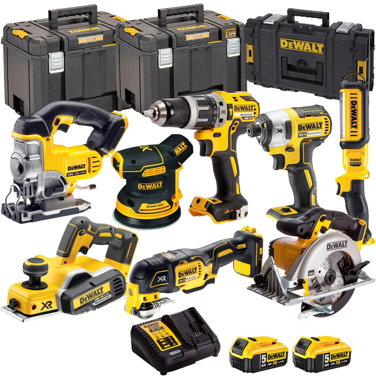 Dewalt 18V 8 Piece Power Tool Kit with 2 x 5.0Ah Batteries T4TKIT-498