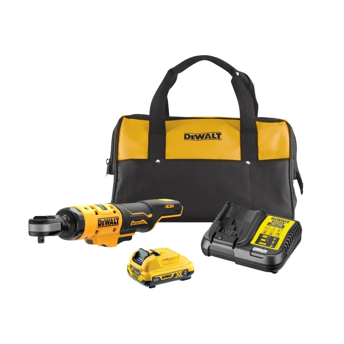 DeWalt DCF503D1 12V XR 3/8'' Open Head Ratchet Kit 1 x 2.0Ah Battery. Charger & Soft Tool Bag