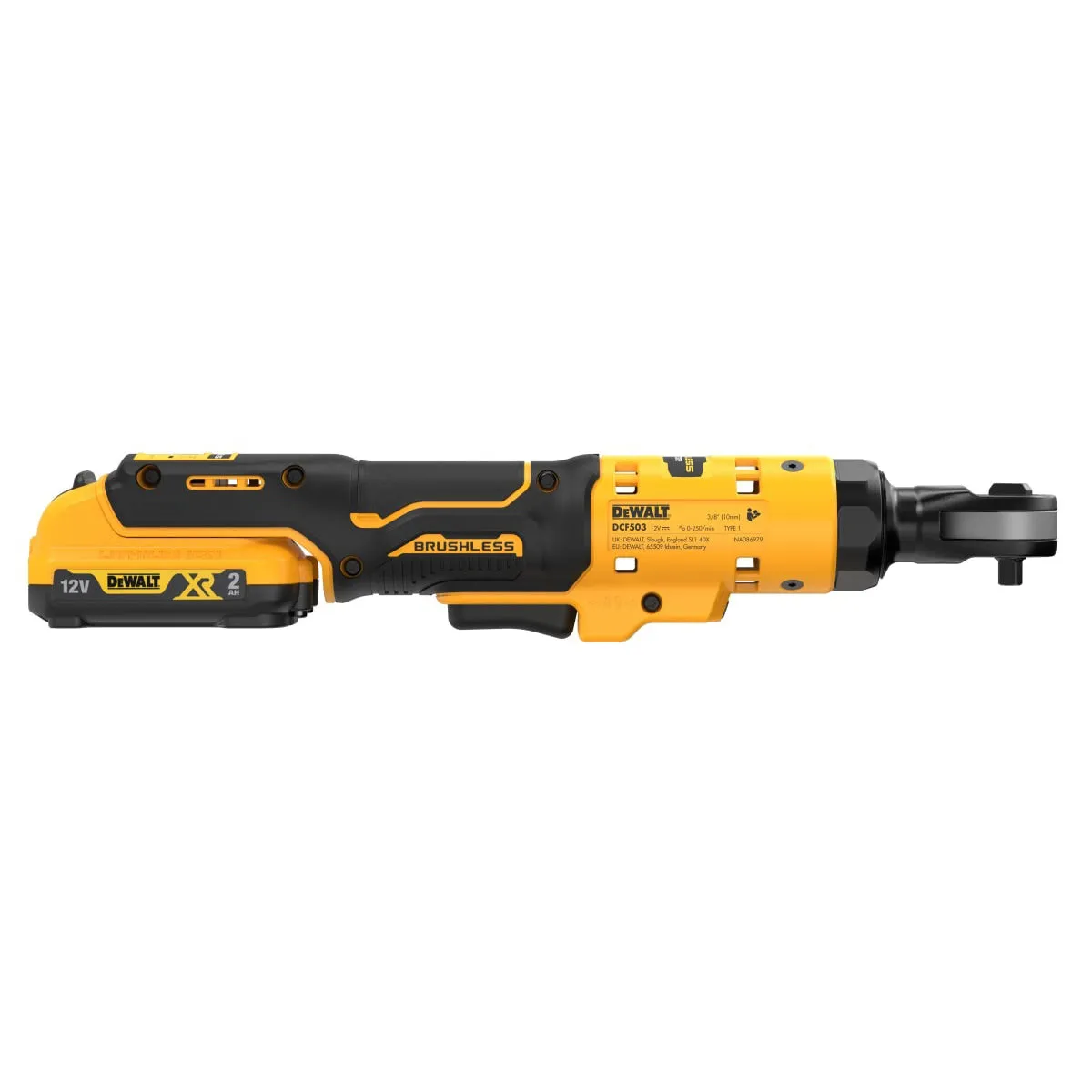 DeWalt DCF503D1 12V XR 3/8'' Open Head Ratchet Kit 1 x 2.0Ah Battery. Charger & Soft Tool Bag