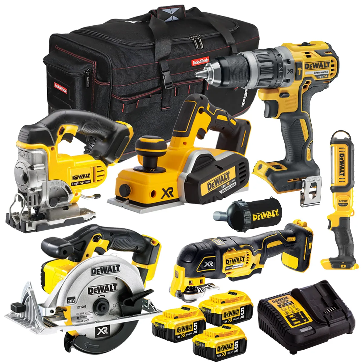 Dewalt DCK665P3TB 18V 6 Piece Combo Kit with 3 x 5.0Ah Batteries Charger & Bag