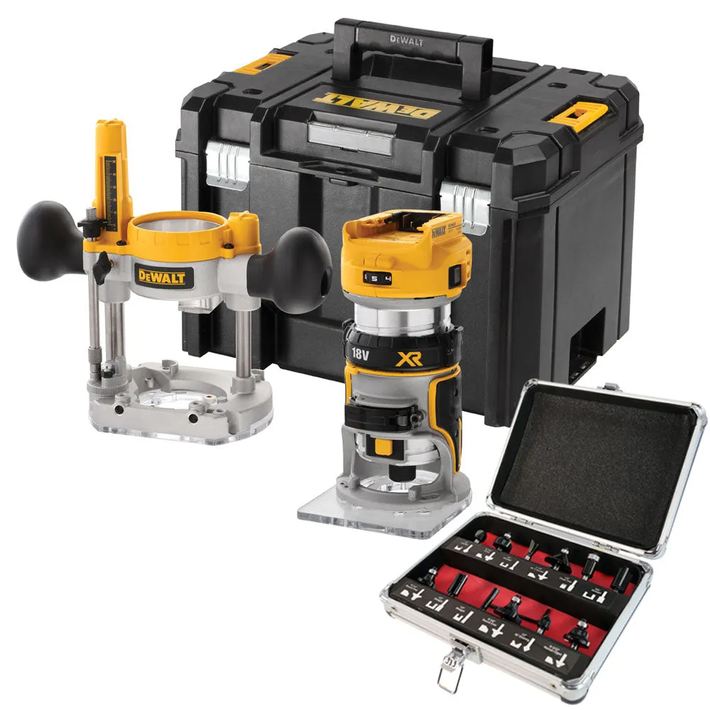 DeWalt DCW604NT 18V Brushless Router Trimmer with 1/4 12 Piece Cutter Set