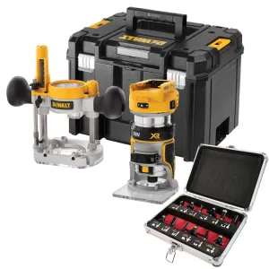 DeWalt DCW604NT 18V Brushless Router Trimmer with 1/4 12 Piece Cutter Set