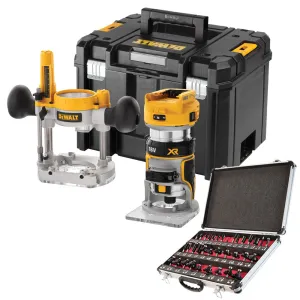 DeWalt DCW604NT 18V Brushless Router Trimmer with 1/4 35 Piece Cutter Set