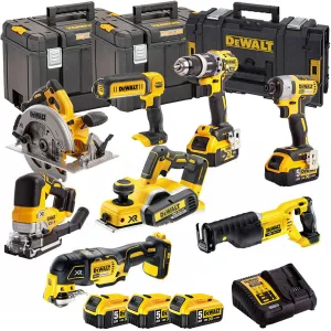 Dewalt DEWKIT90 18V Cordless 8 Piece Kit with 3 x 5.0Ah Batteries & Charger in TSTAK