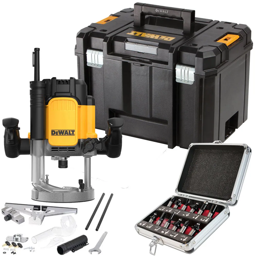 Dewalt DWE625KT 1/2in Plunge Router 2300W 110V with 1/2 12 Piece Cutter Set