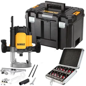 Dewalt DWE625KT 1/2in Plunge Router 2300W 110V with 1/2 12 Piece Cutter Set