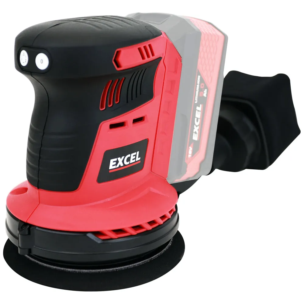 Excel 18V 125mm Rotary Sander with 1 x 4.0Ah Battery Charger & Bag