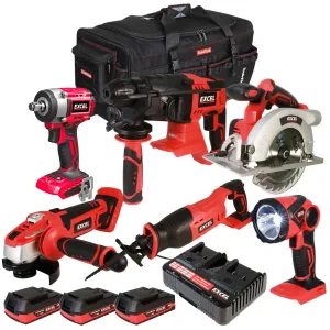 Excel 18V 6 Piece Power Tool Kit with 3 x 2.0Ah Battery & Charger EXLKIT-29309