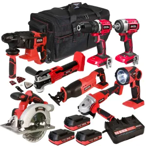 Excel 18V 8 Piece Power Tool Kit with 3 x 2.0Ah Battery & Charger