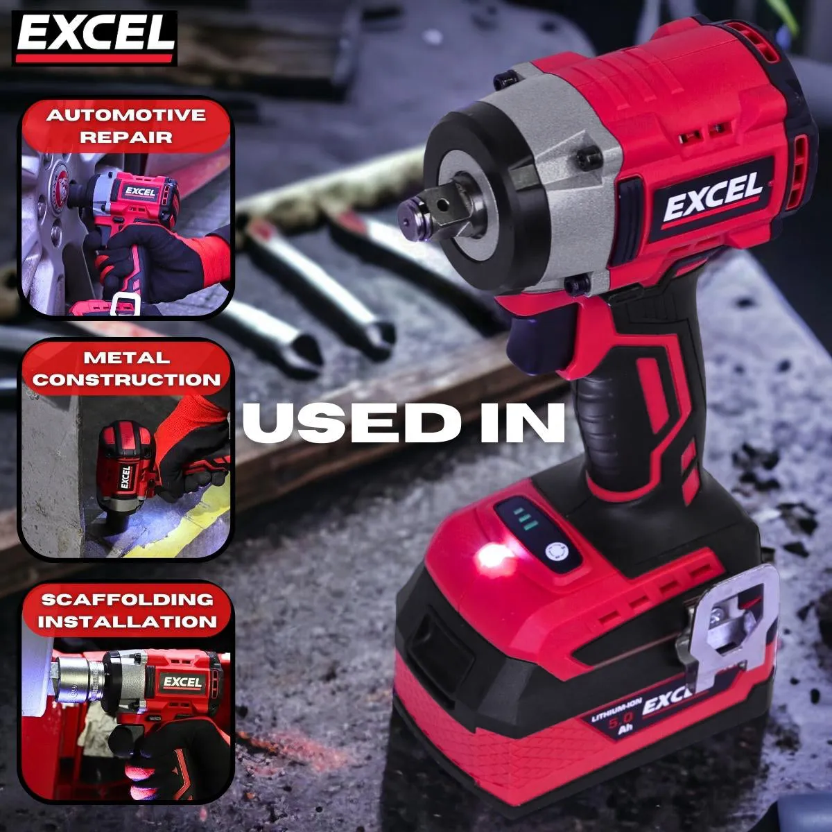 Excel 18V Brushless 1/2 Impact Wrench with Impact Socket
