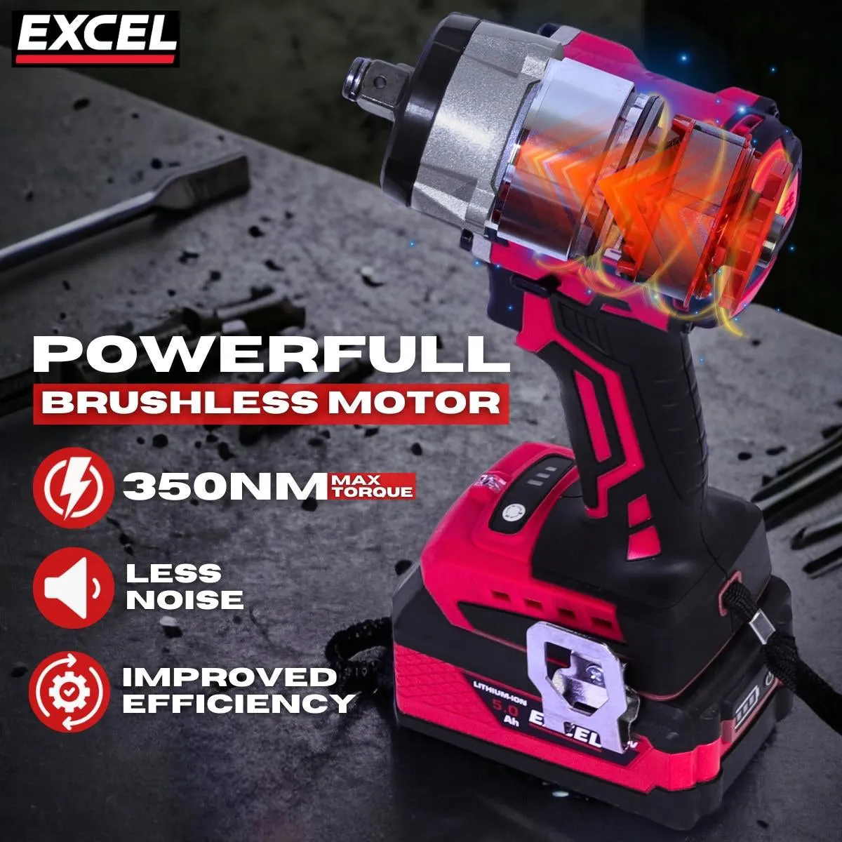 Excel 18V Brushless 1/2 Impact Wrench with Impact Socket