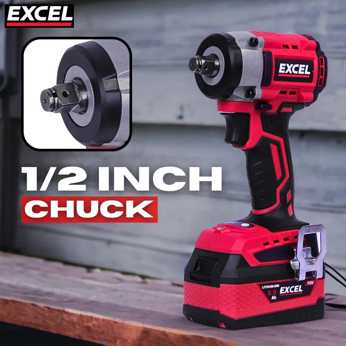 Excel 18V Brushless 1/2 Impact Wrench with Impact Socket
