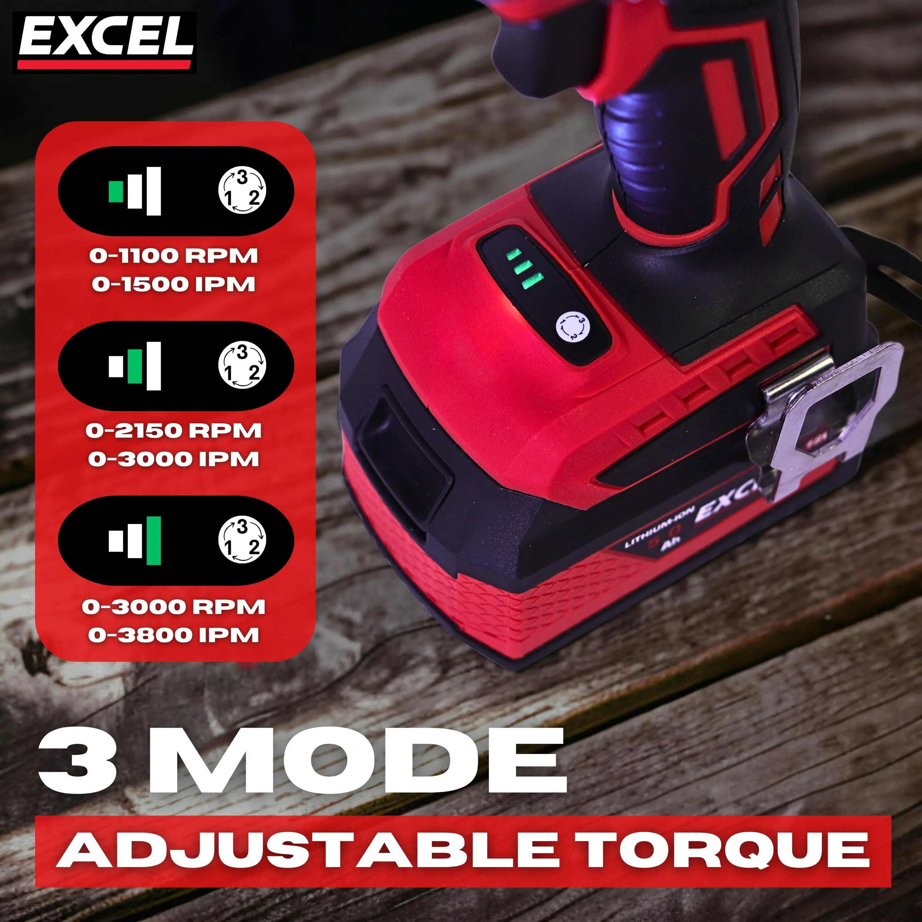 Excel 18V Brushless Twin Pack Impact Driver & Combi Drill with 2 x 4.0Ah Battery & Charger