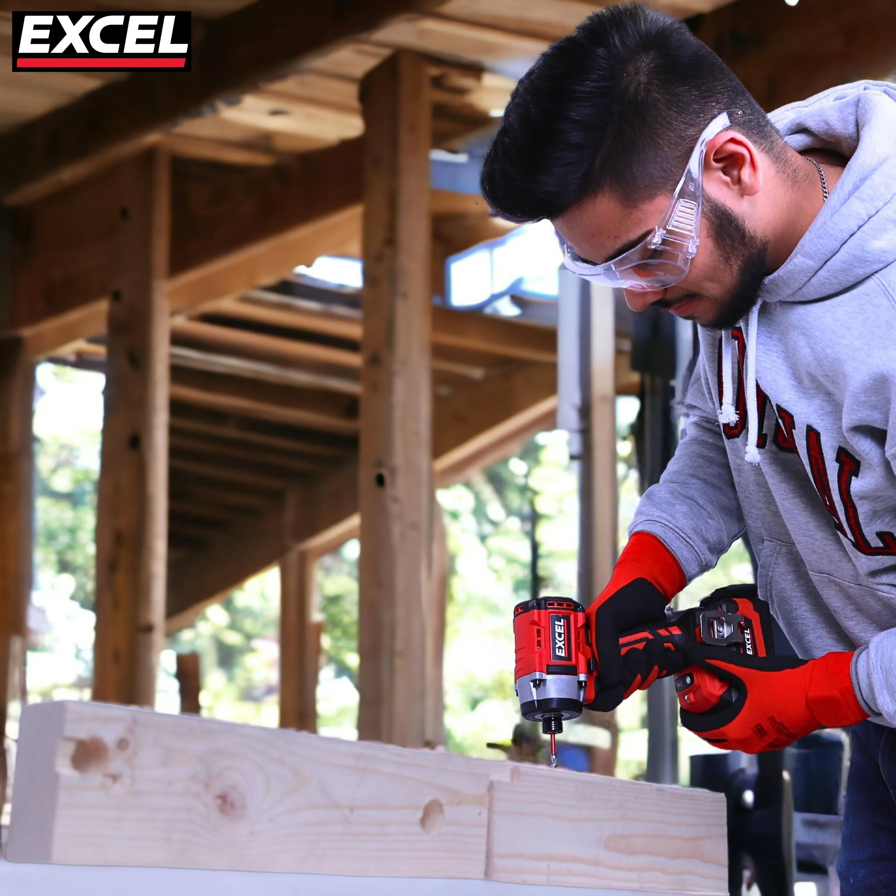 Excel 18V Brushless Twin Pack Impact Driver & Combi Drill with 2 x 4.0Ah Battery & Charger