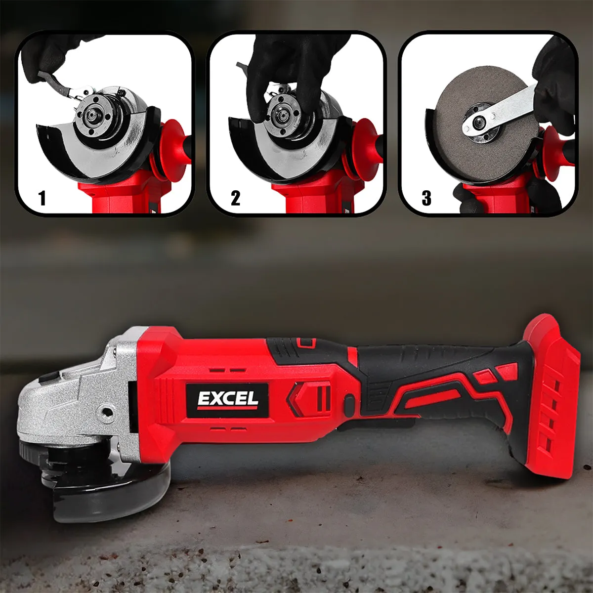 Excel 18V Cordless 115mm Angle Grinder (Battery & Charger Not Included)