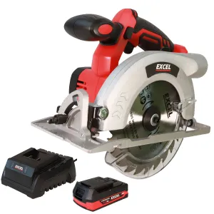 Excel 18V Cordless Circular Saw 165mm with 1 x 2.0Ah Battery & Charger
