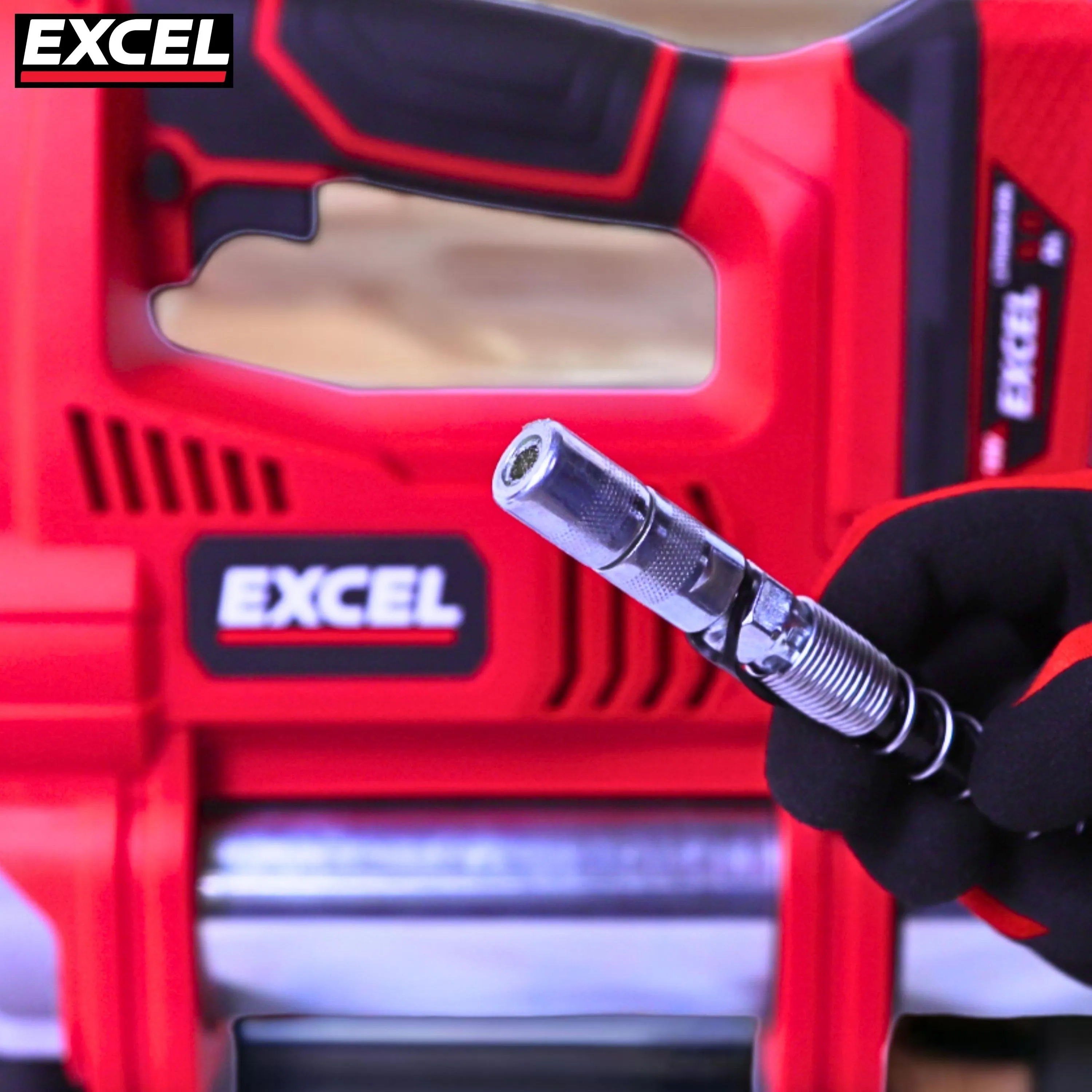 Excel 18V Cordless Grease Gun with 1 x 4.0Ah Battery Charger & Bag