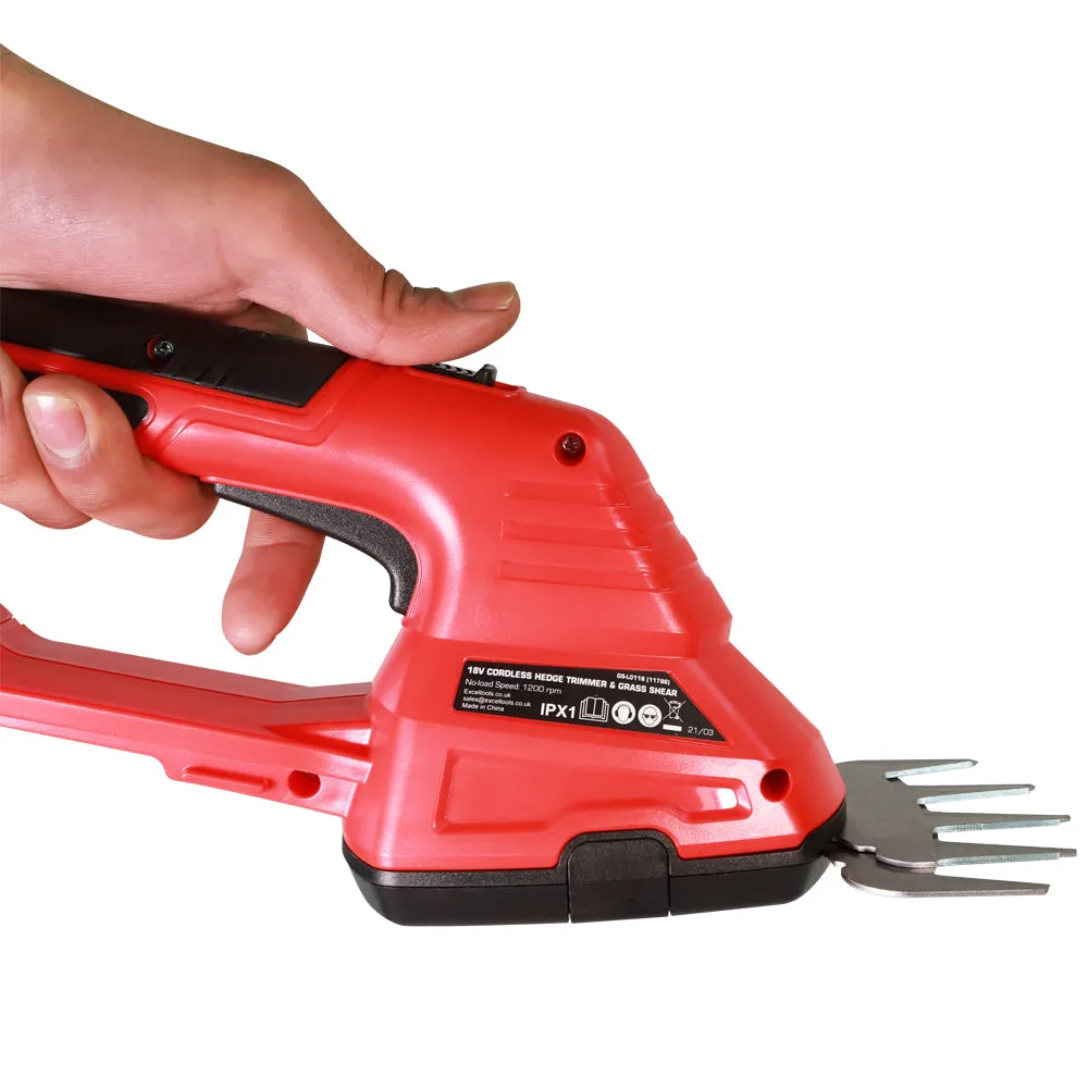 Excel 18V Hedge Trimmer & Grass Shear with 1 x 2.0Ah Battery   Fast Charger EXL5203
