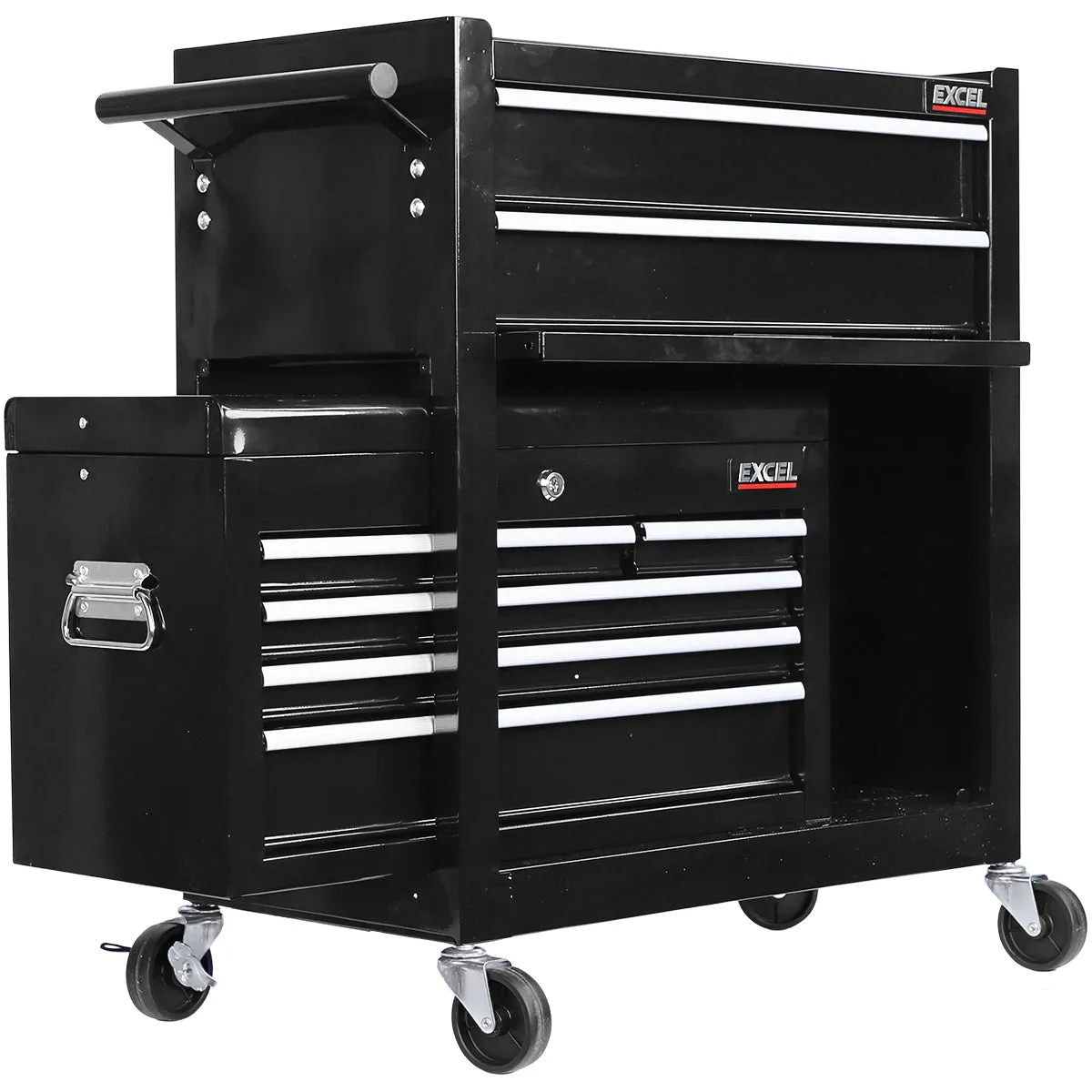 Excel Roller Tool Chest Cabinet 8 Drawers Storage Toolbox Black