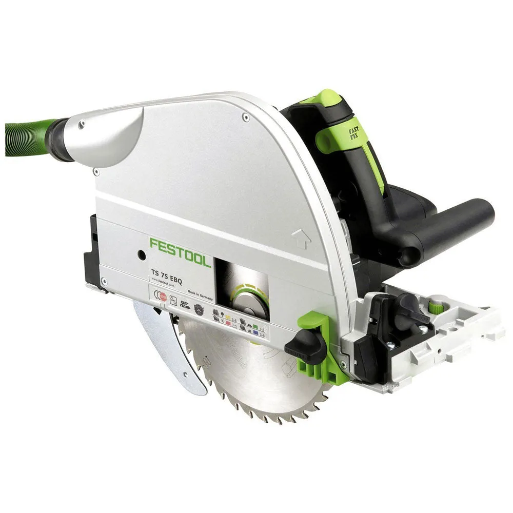 Festool TS 75 EBQ-Plus 230V GB Circular Plunge Cut Saw - 576114 With Guide Rail Kit Set 577932