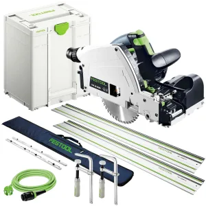 Festool TSV 60 KEB-Plus 110V GB Plunge-Cut Saw - 576734 With 2 x Guide Rail. Connector. Clamp & Bag