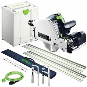 Festool TSV 60 KEBQ-Plus 230V GB Plunge-Cut Saw - 576733 With 2 x Guide Rail. Connector. Clamp & Bag