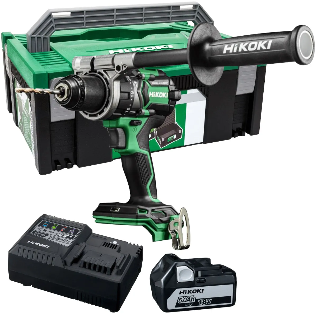 Hikoki DV18DCW2Z 18V Brushless Combi Drill with 1 x 5.0Ah Battery Charger & Case