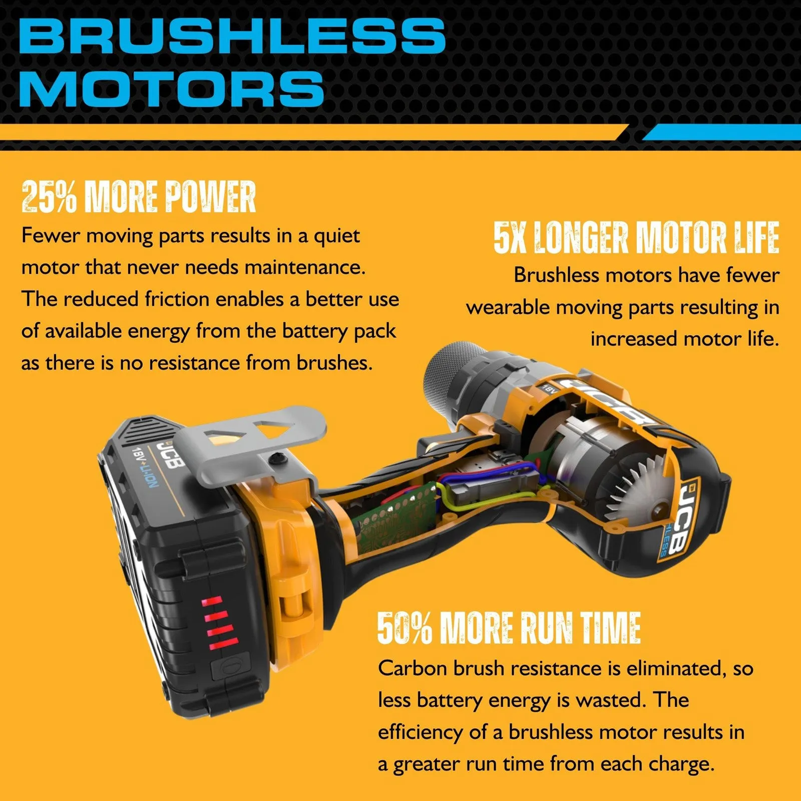 JCB 18BLCD-2X-B 18V Brushless Combi Drill with 1x 2.0Ah Battery
