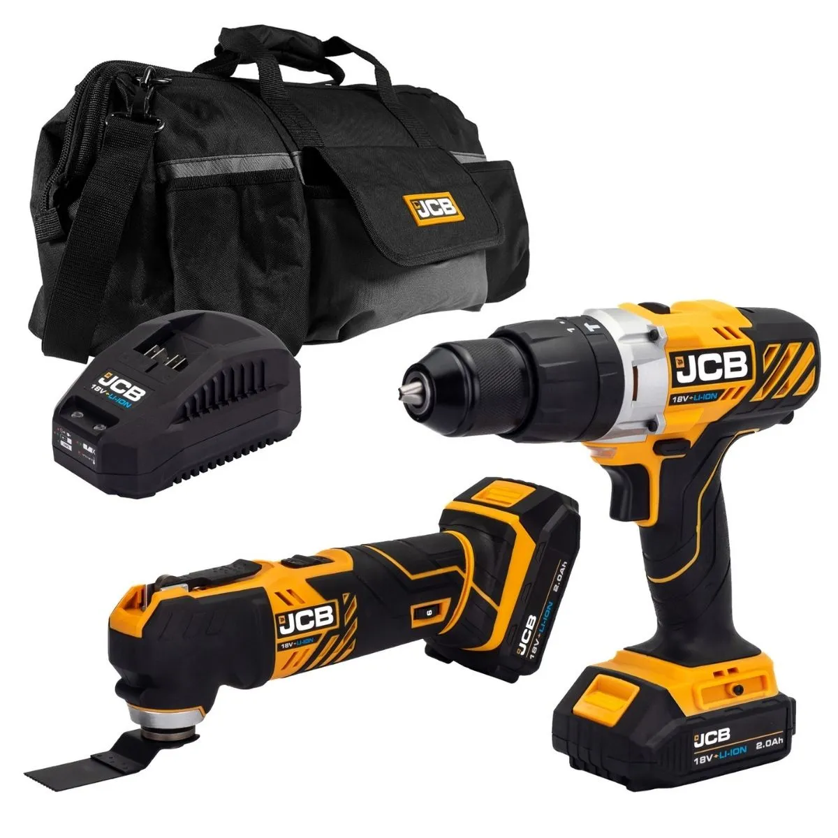 JCB 21-18MTCD-2 18V Combi Drill Multi Tool Kit with 2x2.0ah Battery & Charger