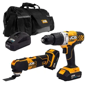 JCB 21-18MTCD-2 18V Combi Drill Multi Tool Kit with 2x2.0ah Battery & Charger