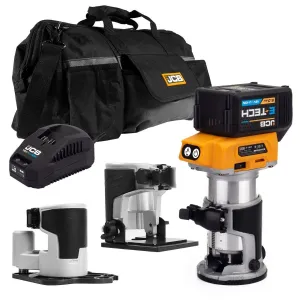 JCB 21-18RTKIT-5X-B 18V Brushless Router with 1 x 5.0Ah Battery. Charger & Bag