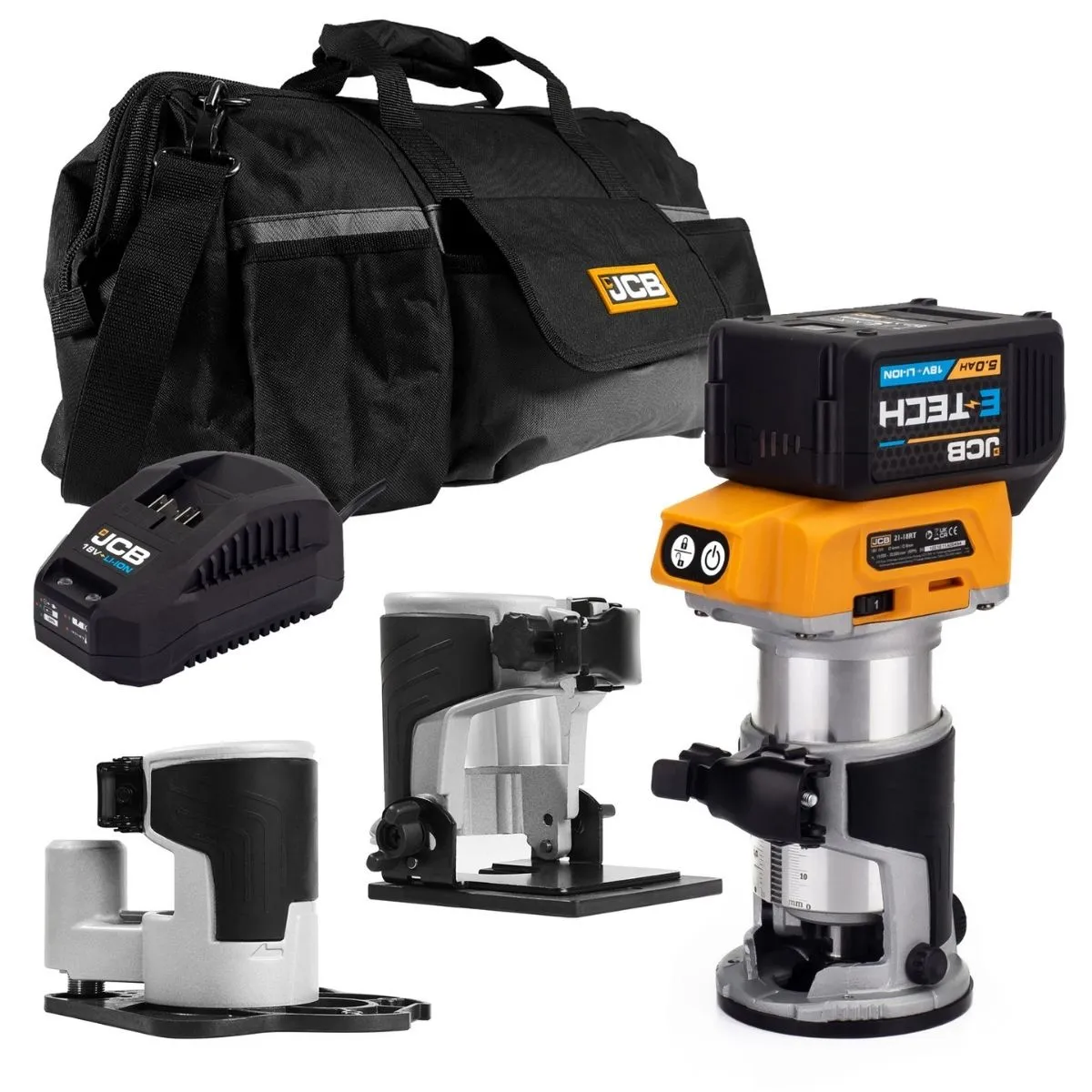 JCB 21-18RTKIT-5X-B 18V Brushless Router with 1 x 5.0Ah Battery. Charger & Bag
