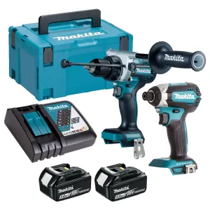 Makita 18V 2 Piece Power Tool Kit with 2 x 5.0Ah Batteries T4TKIT-16447