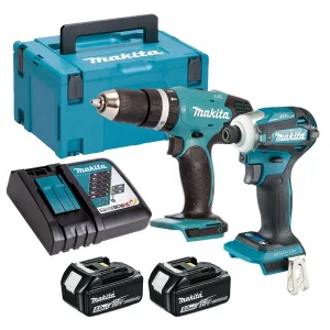 Makita 18V Combi Drill & Impact Driver 2 x 5.0Ah Battery & Charger T4TKIT-16439